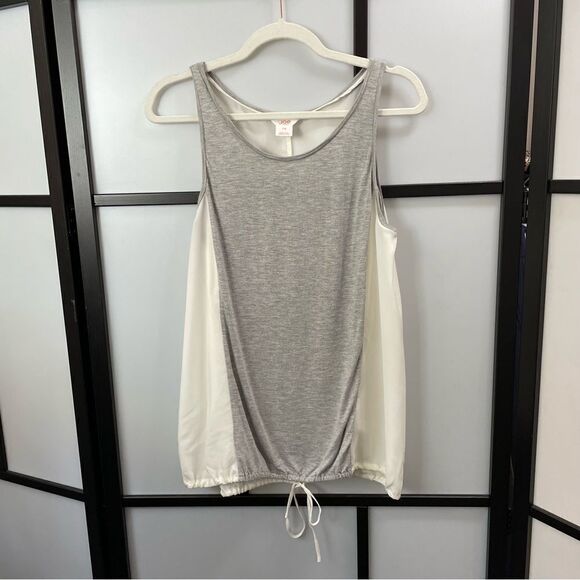 [l] Joe Fresh Flowy Grey & Creme Tank Top Blouse Back Casual Contemporary Women - Picture 3 of 8